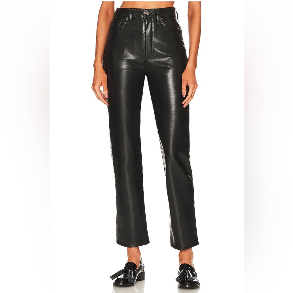 Agolde recycled leather 90s pinch waist straight leg Black Leather Pants 28